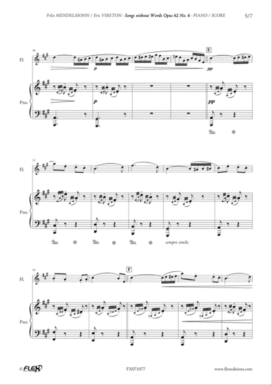 Songs without Words Opus 62 No. 6 Flute Solo scores gallery preview page 5