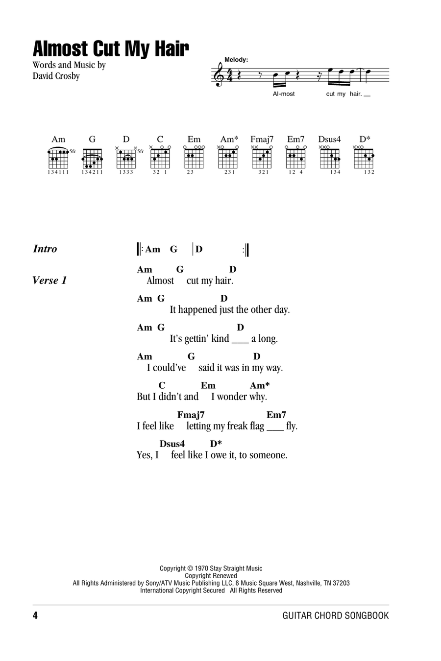 Almost Cut My Hair Acoustic Guitar scores gallery preview page 1