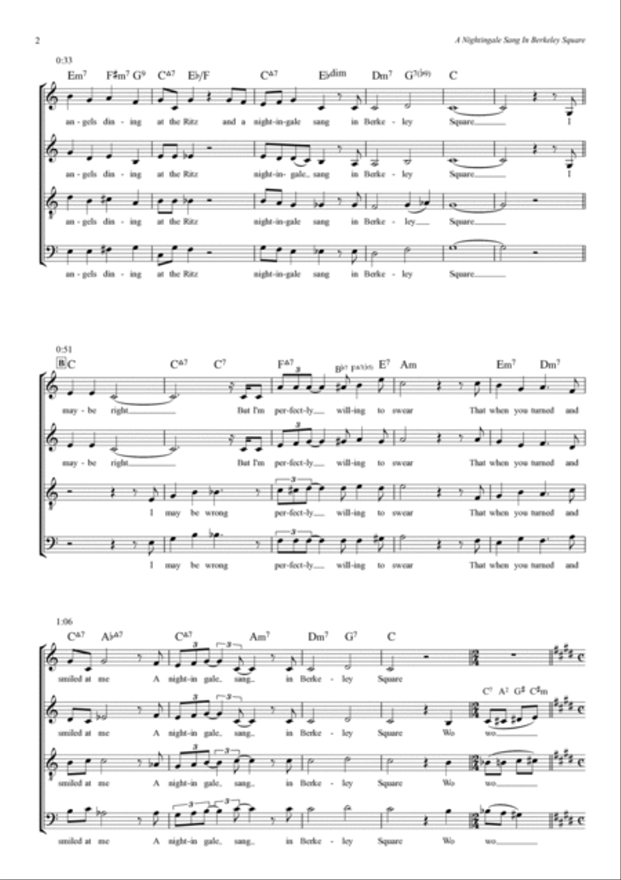 A Nightingale Sang In Berkeley Square 4-Part scores gallery preview page 2