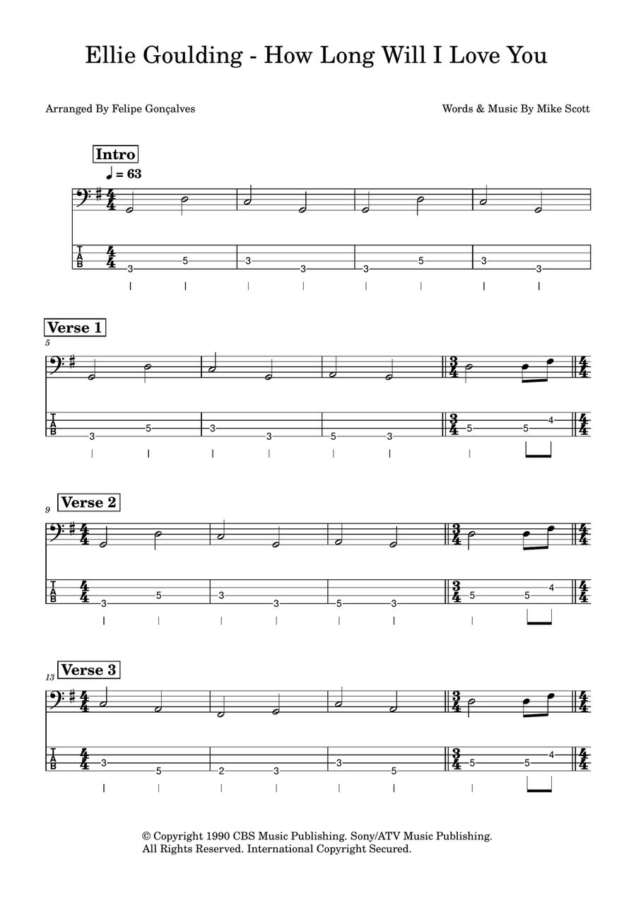 How Long Will I Love You Acoustic Guitar scores gallery preview page 1