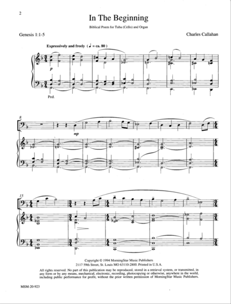 In the Beginning Tuba scores gallery preview page 1