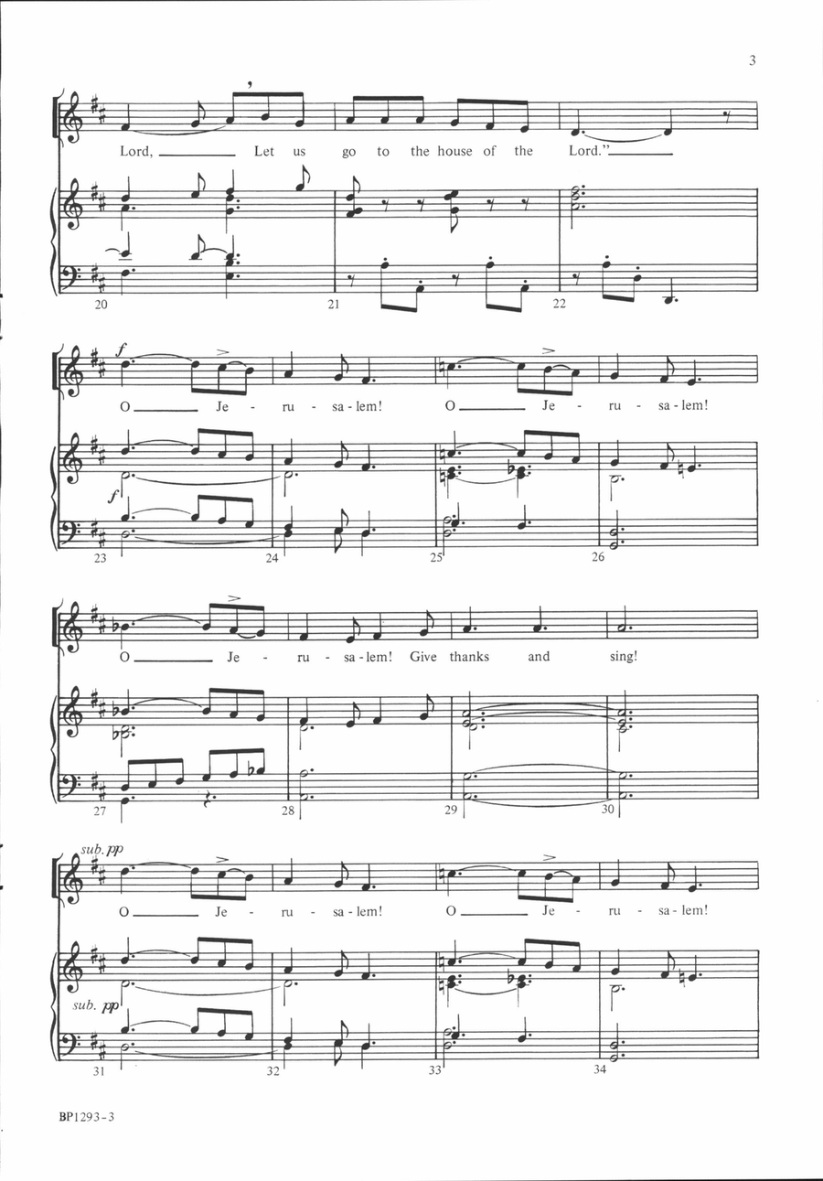 O Jerusalem! O Jerusalem! Unison Choir scores gallery preview page 3