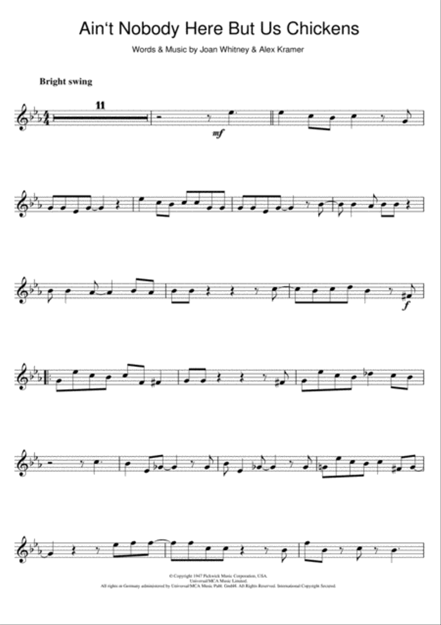 Ain't Nobody Here But Us Chickens Clarinet Solo scores gallery preview page 1