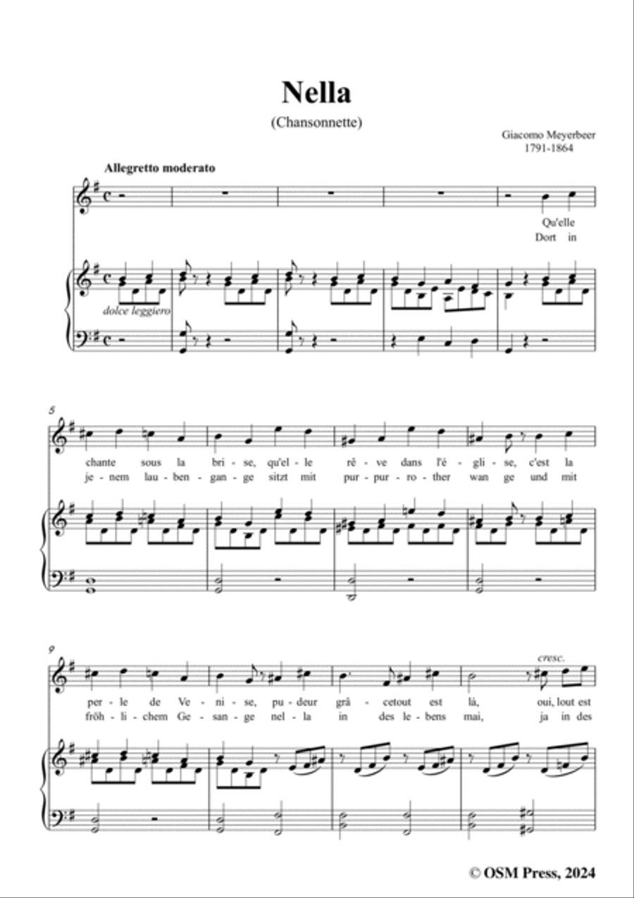 Meyerbeer-Nella(Chansonnette),in G Major Voice scores gallery preview page 3