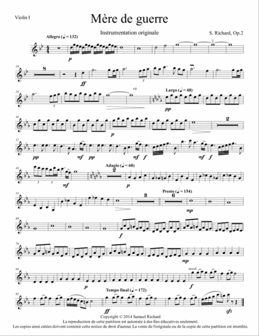 Mère de guerre - Parties String Duet scores gallery preview page 1