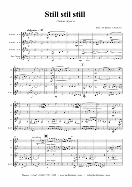 Still Still Still - Christmas song - Clarinet Quartet by Traditional Clarinet Quartet - Digital Sheet Music