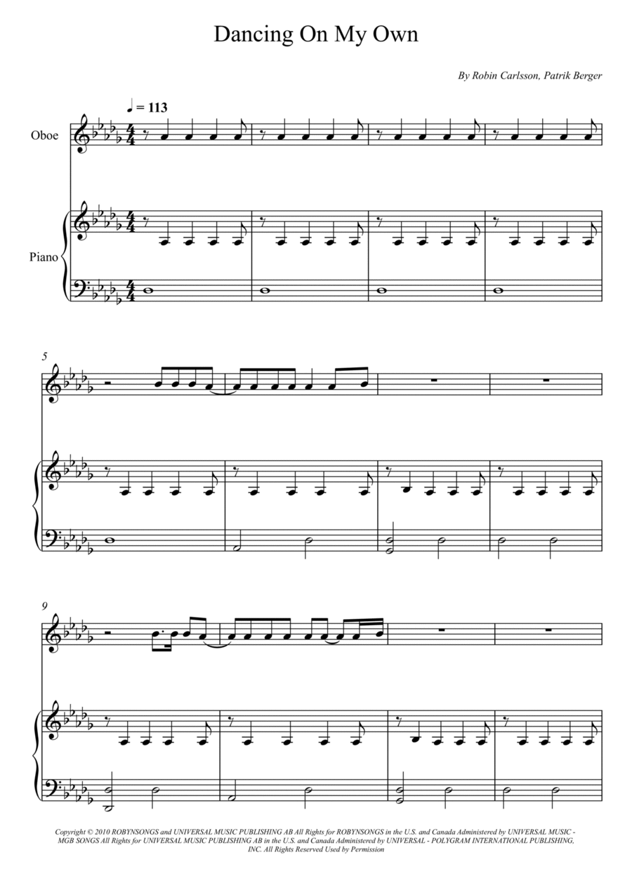 Dancing On My Own Dancing On My Own Piano scores gallery preview page 1