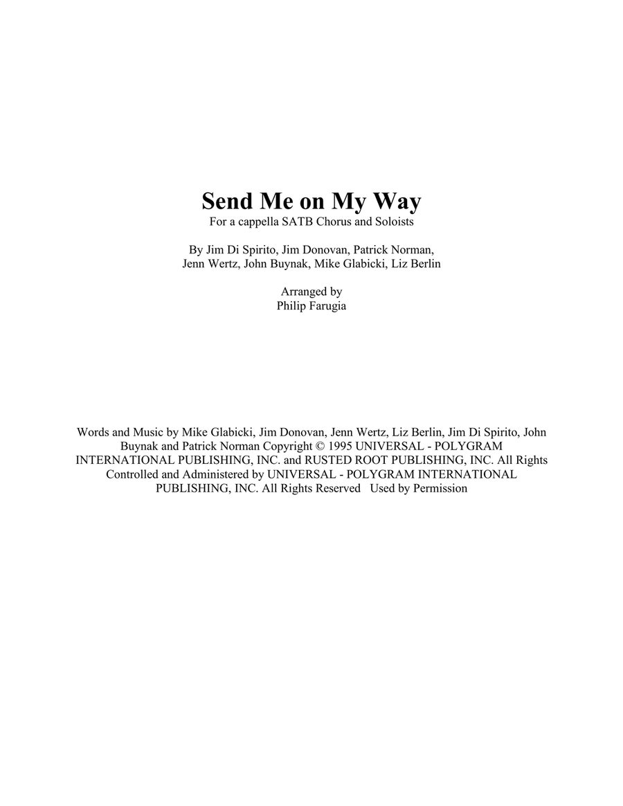 Send Me On My Way 4-Part scores gallery preview page 1