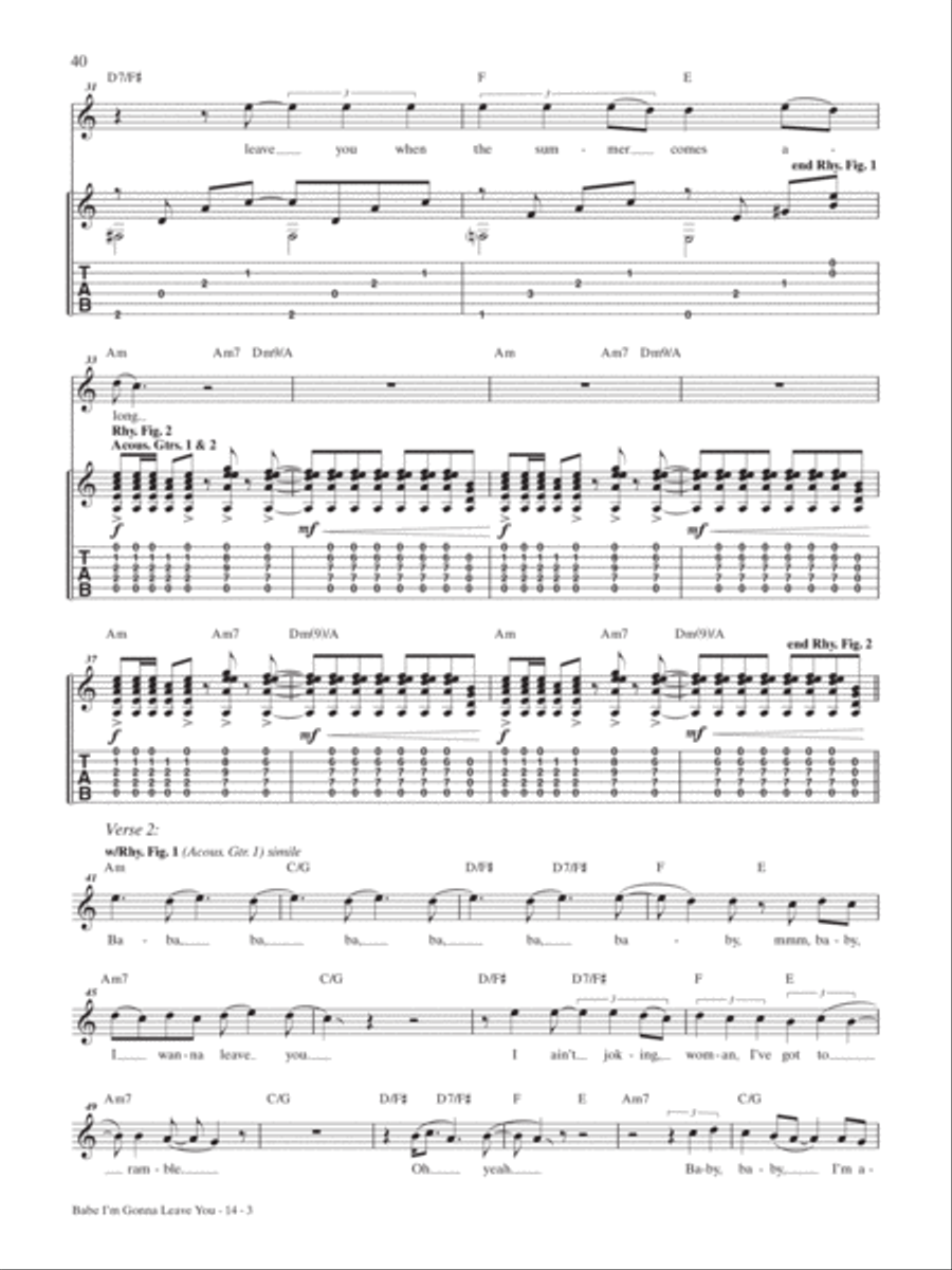 Babe I'm Gonna Leave You Guitar Tablature scores gallery preview page 3