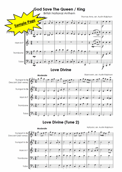 9 Popular Hymns / Hymn Tunes with descants for brass quintet or ensemble image number null