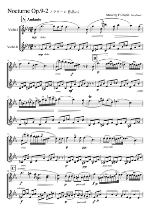 "Nocturne op.9-2" Violin duet non accompaniment 
