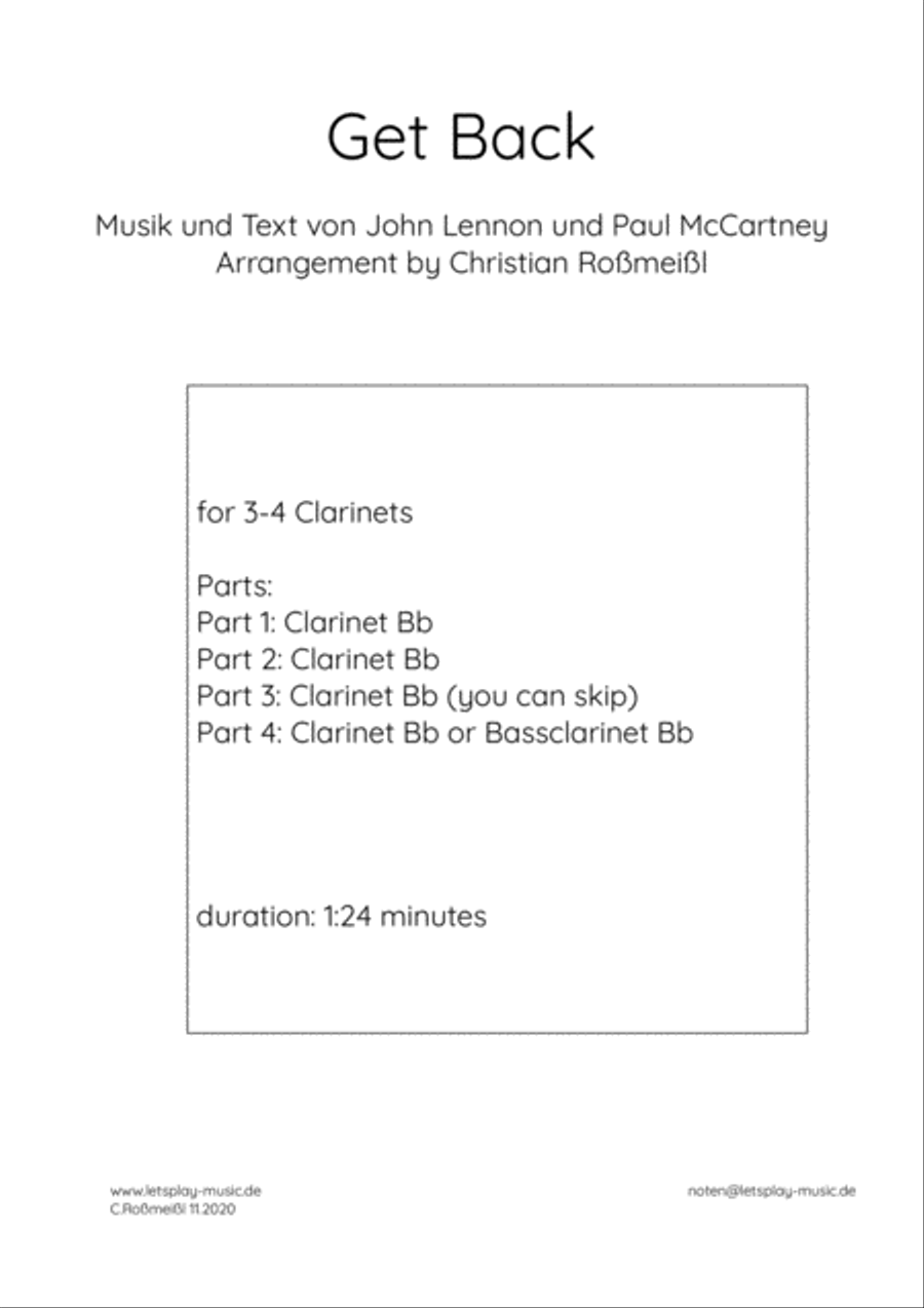 Get Back Woodwind Quartet scores gallery preview page 1