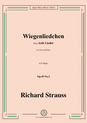 Book cover for Richard Strauss-Wiegenliedchen,in E Major