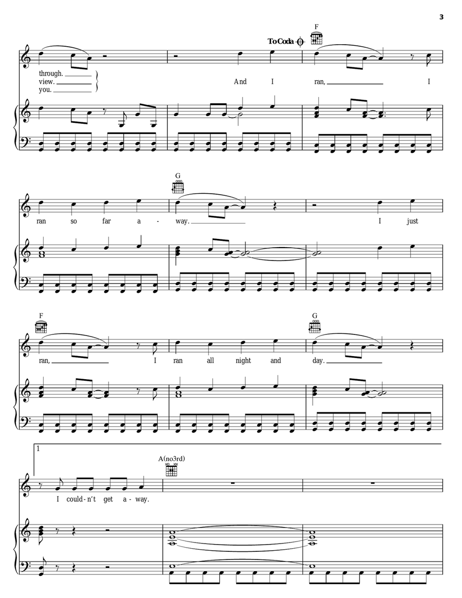 I Ran (So Far Away) Piano, Vocal, Guitar scores gallery preview page 3