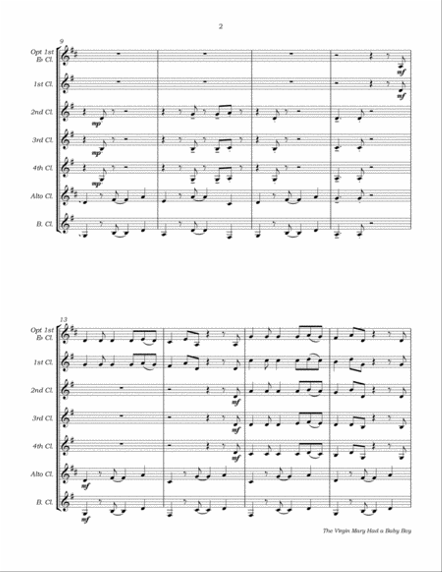 The Virgin Mary Had a Baby Boy for Clarinet Choir Clarinet Choir scores gallery preview page 6