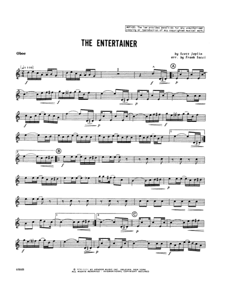Entertainer, The - Oboe