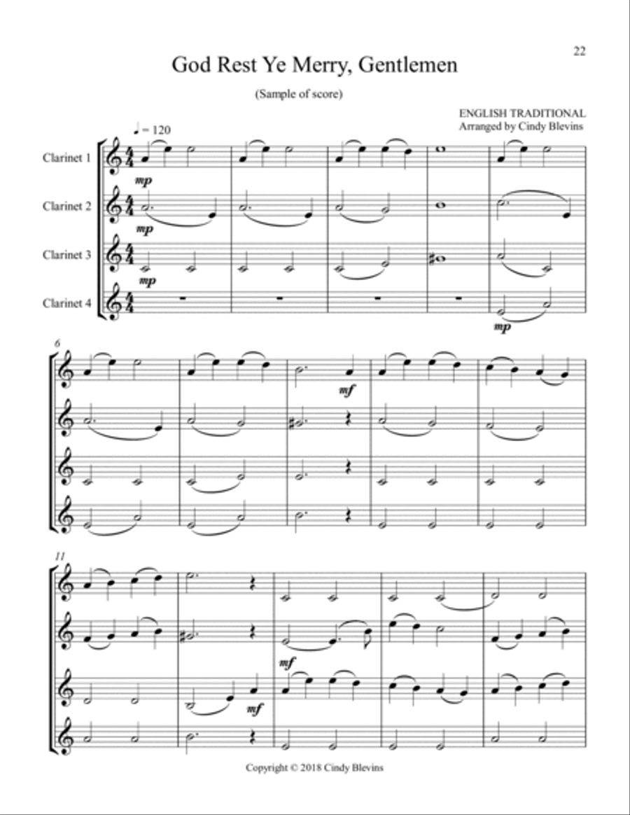 Clarinet Quartets for Christmas, Vol. II Clarinet Quartet scores gallery preview page 3