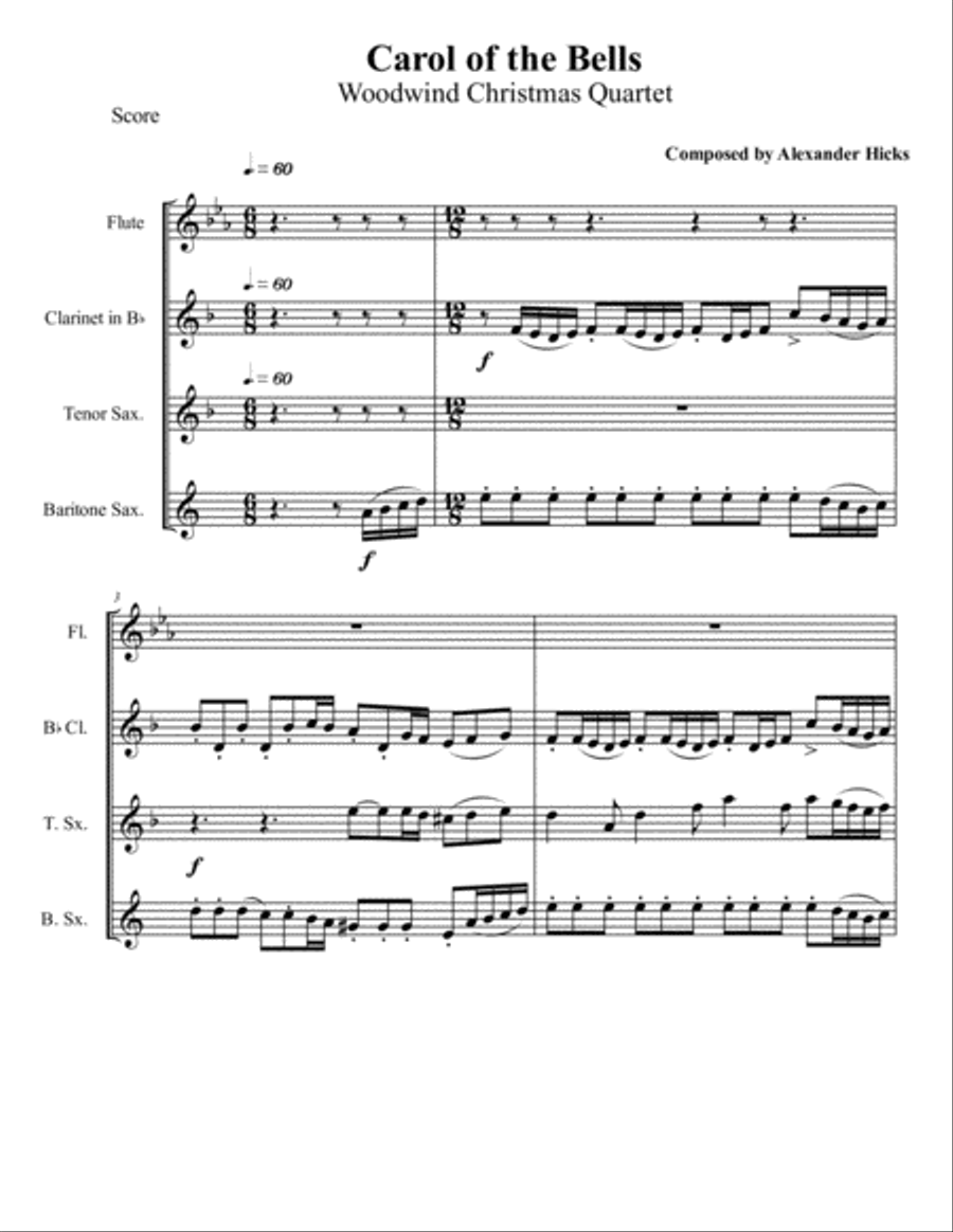 Carol of the Bells Small Ensemble scores gallery preview page 2