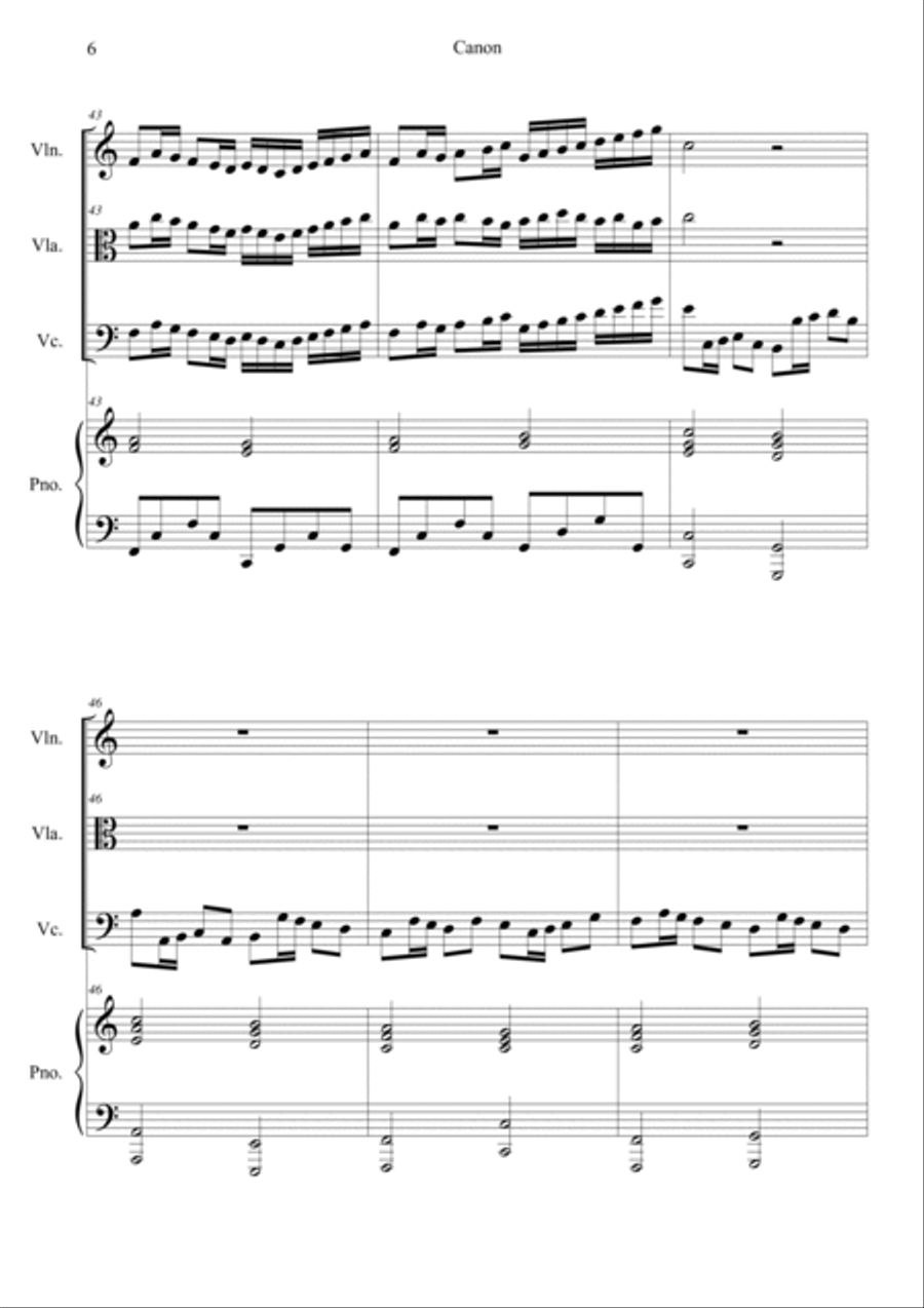 Canon in C Piano Quartet scores gallery preview page 6