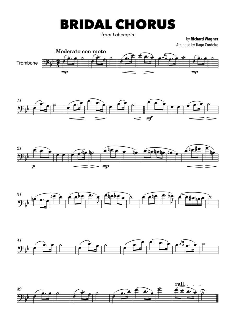 Bridal Chorus Trombone Solo scores gallery preview page 1