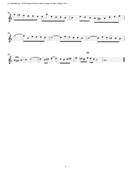 Fugue 14 from Well-Tempered Clavier, Book 1 (Double Reed Quartet) image number null