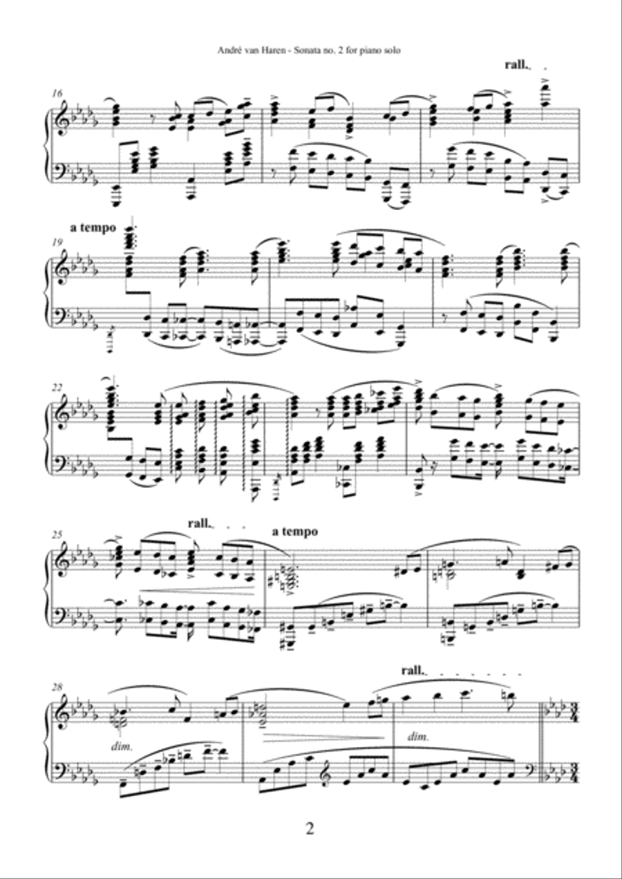 Piano sonata no. 2 in D flat Major - The Golden Anniversary Piano Solo scores gallery preview page 2