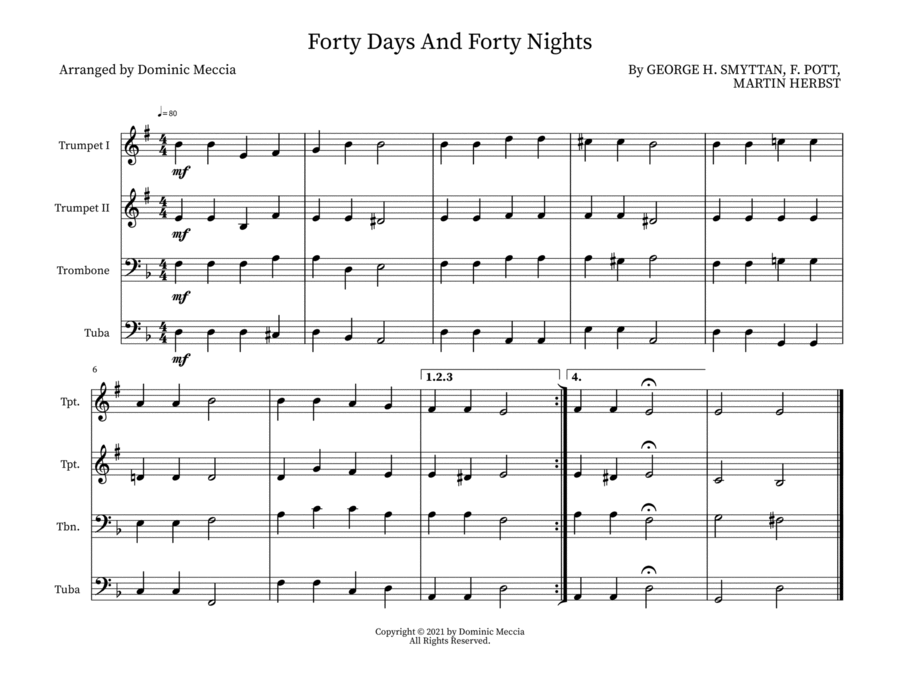 Forty Days And Forty Nights Small Ensemble scores gallery preview page 1