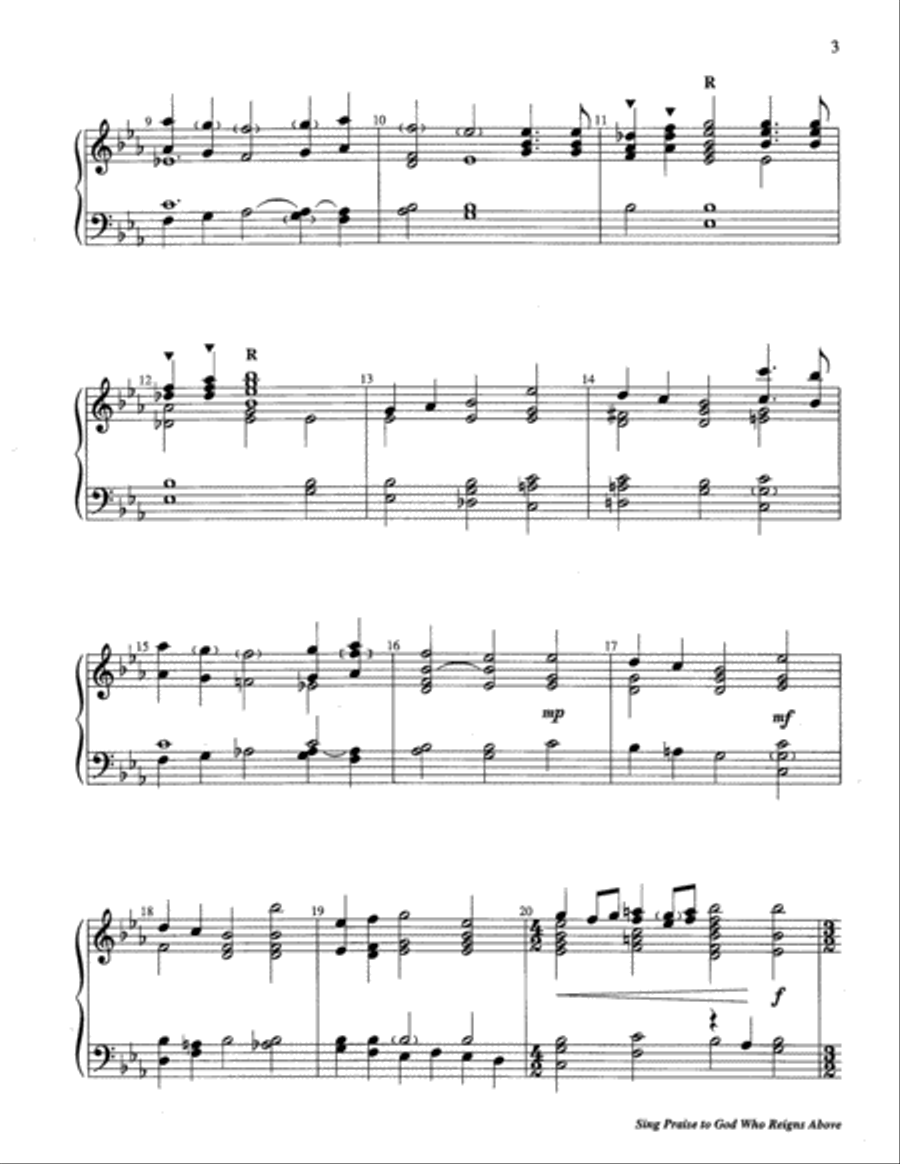 Sing Praise to God Who Reigns Above 3-Octaves scores gallery preview page 9