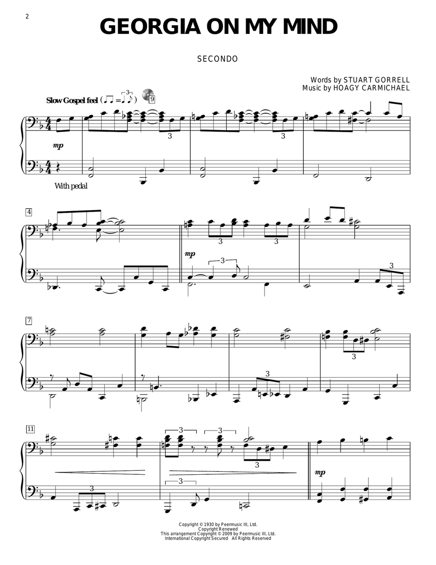 Georgia On My Mind Piano Duet scores gallery preview page 1