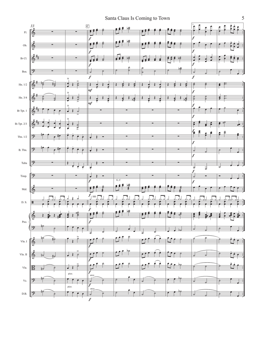 Santa Claus Is Coming To Town Full Orchestra scores gallery preview page 5