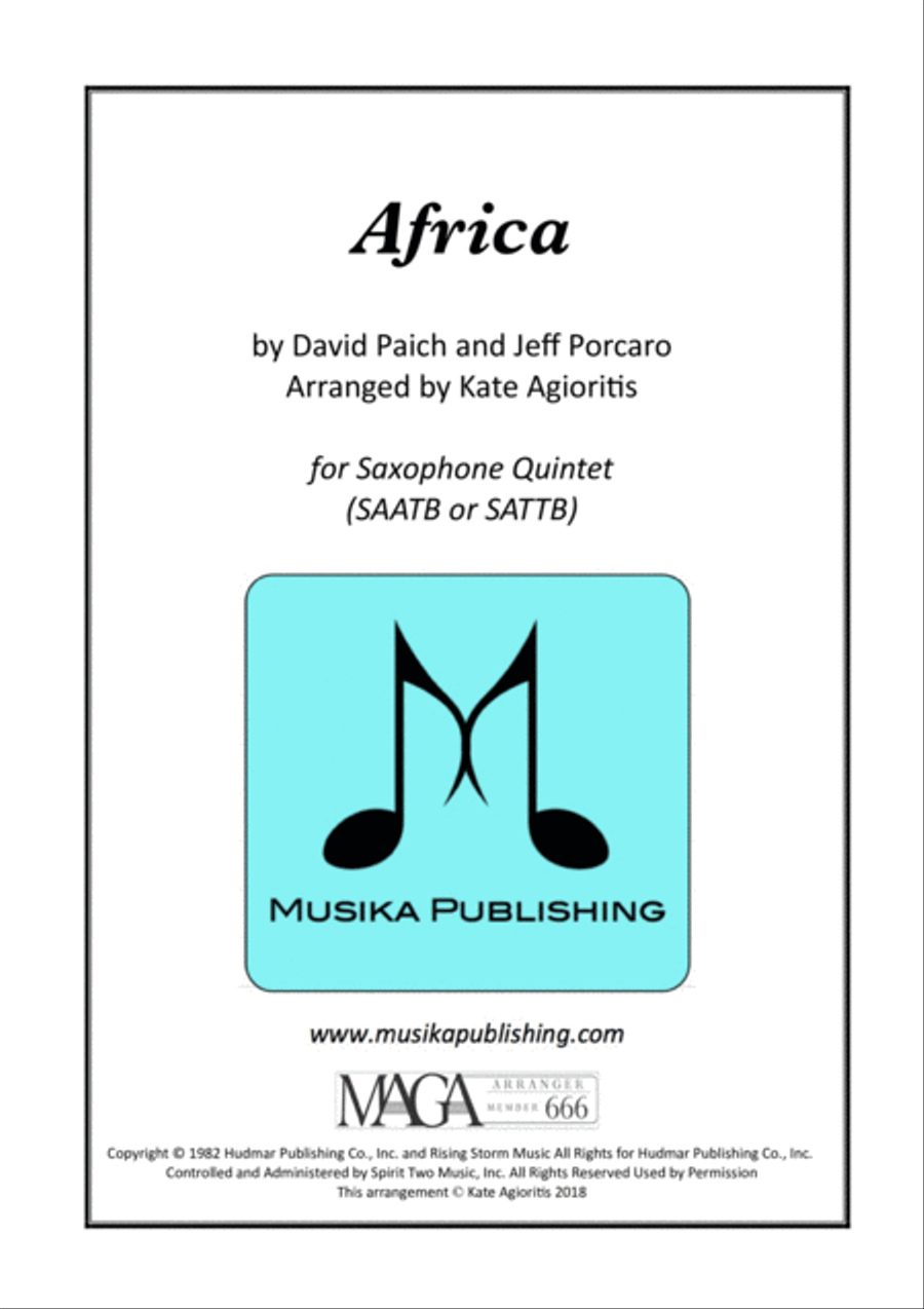 Africa Africa Saxophone Quintet scores gallery preview page 1