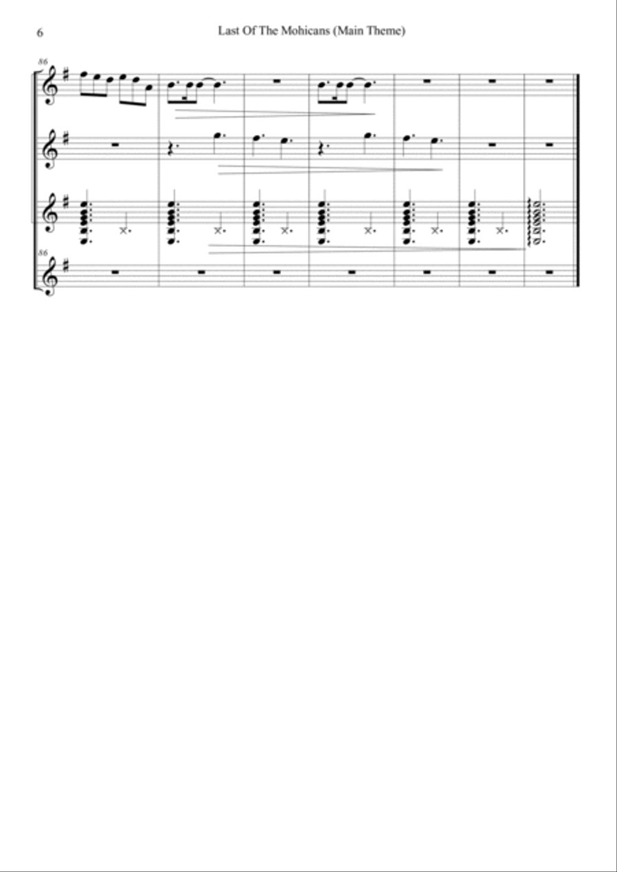Last Of The Mohicans (Main Theme) Guitar Ensemble scores gallery preview page 6