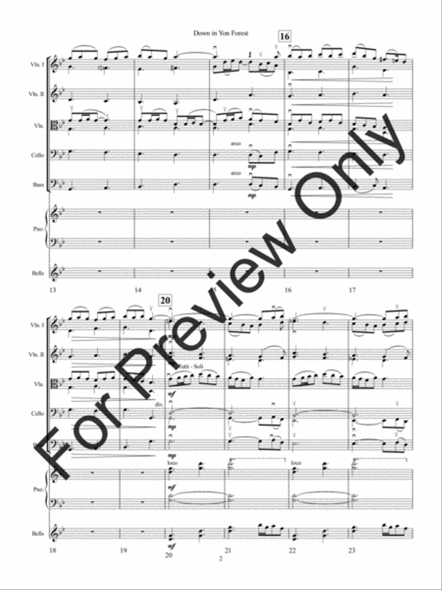 Down in Yon Forest (Score) String Orchestra scores gallery preview page 5