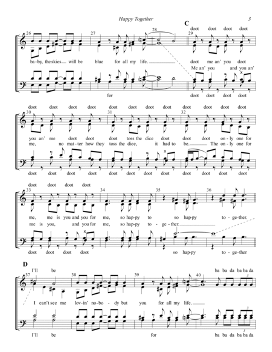 Happy Together (arr. Liz Garnett) 4-Part scores gallery preview page 3