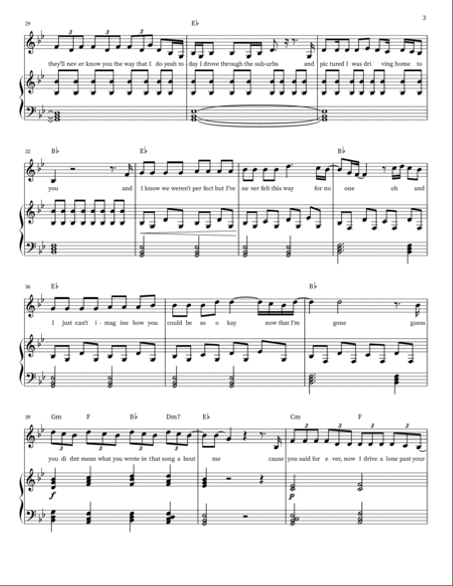 Drivers License Piano, Vocal scores gallery preview page 3