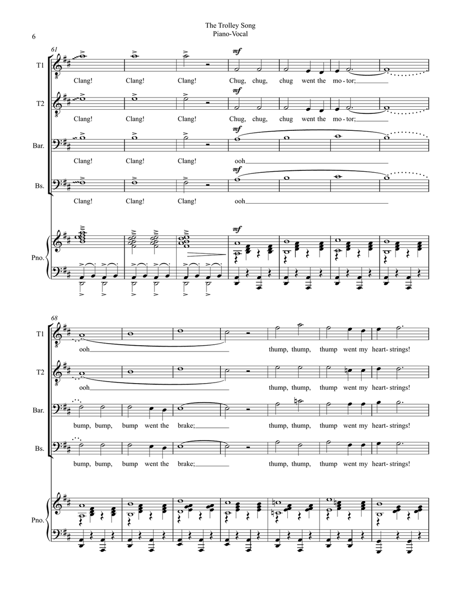 The Trolley Song TTBB scores gallery preview page 6