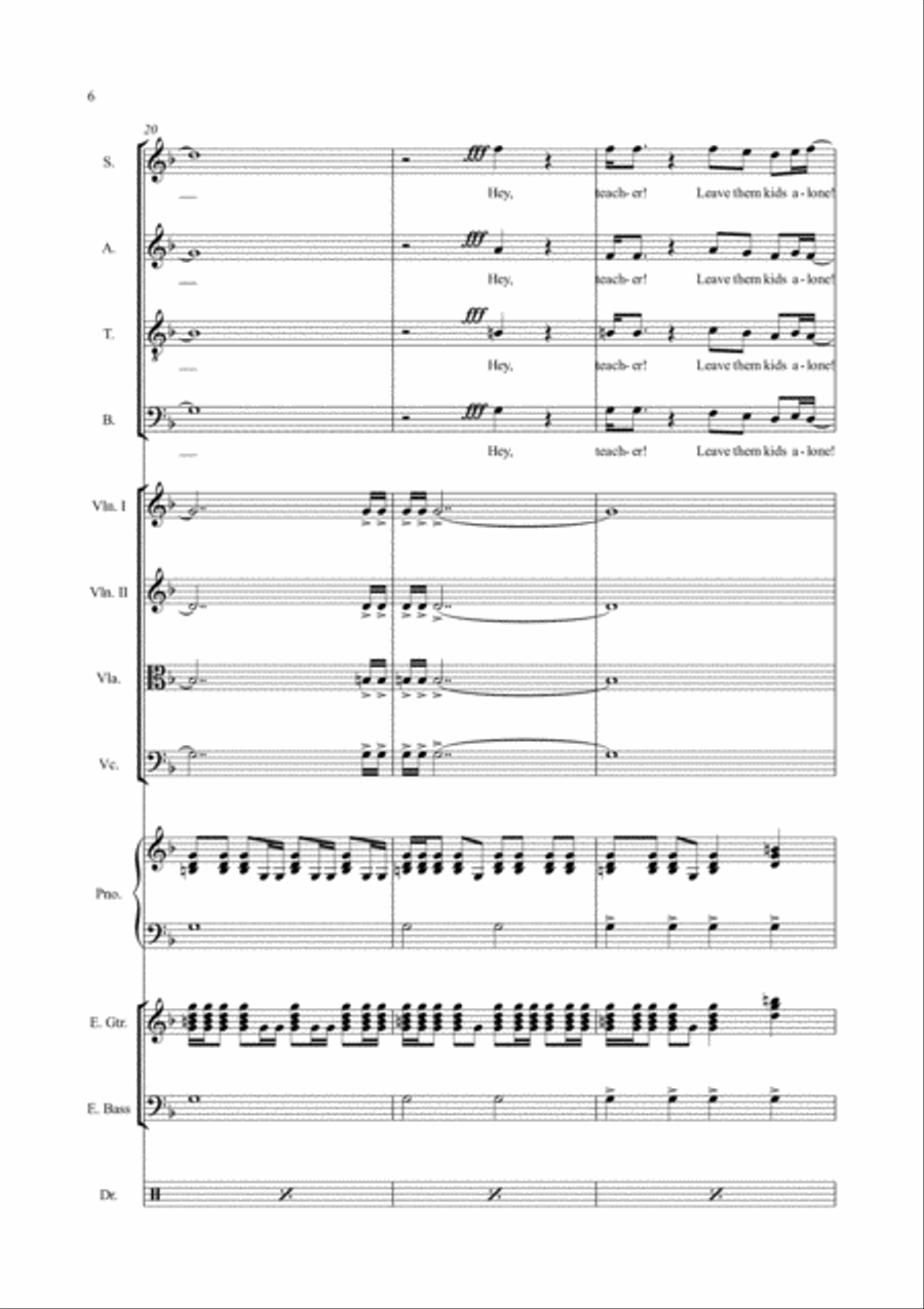 Another Brick In The Wall 4-Part scores gallery preview page 6