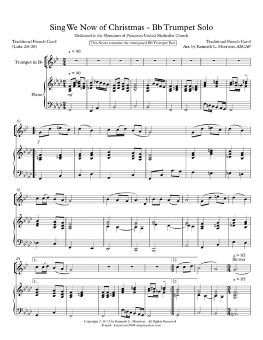 Sing We Now of Christmas - Bb Trumpet Solo with Piano Sing We Now of Christmas - Bb Trumpet Solo with Piano Trumpet Duet scores gallery preview page 4