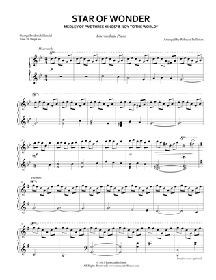 Star of Wonder: Medley of We Three Kings and Joy to the World (Intermediate Piano Solo)