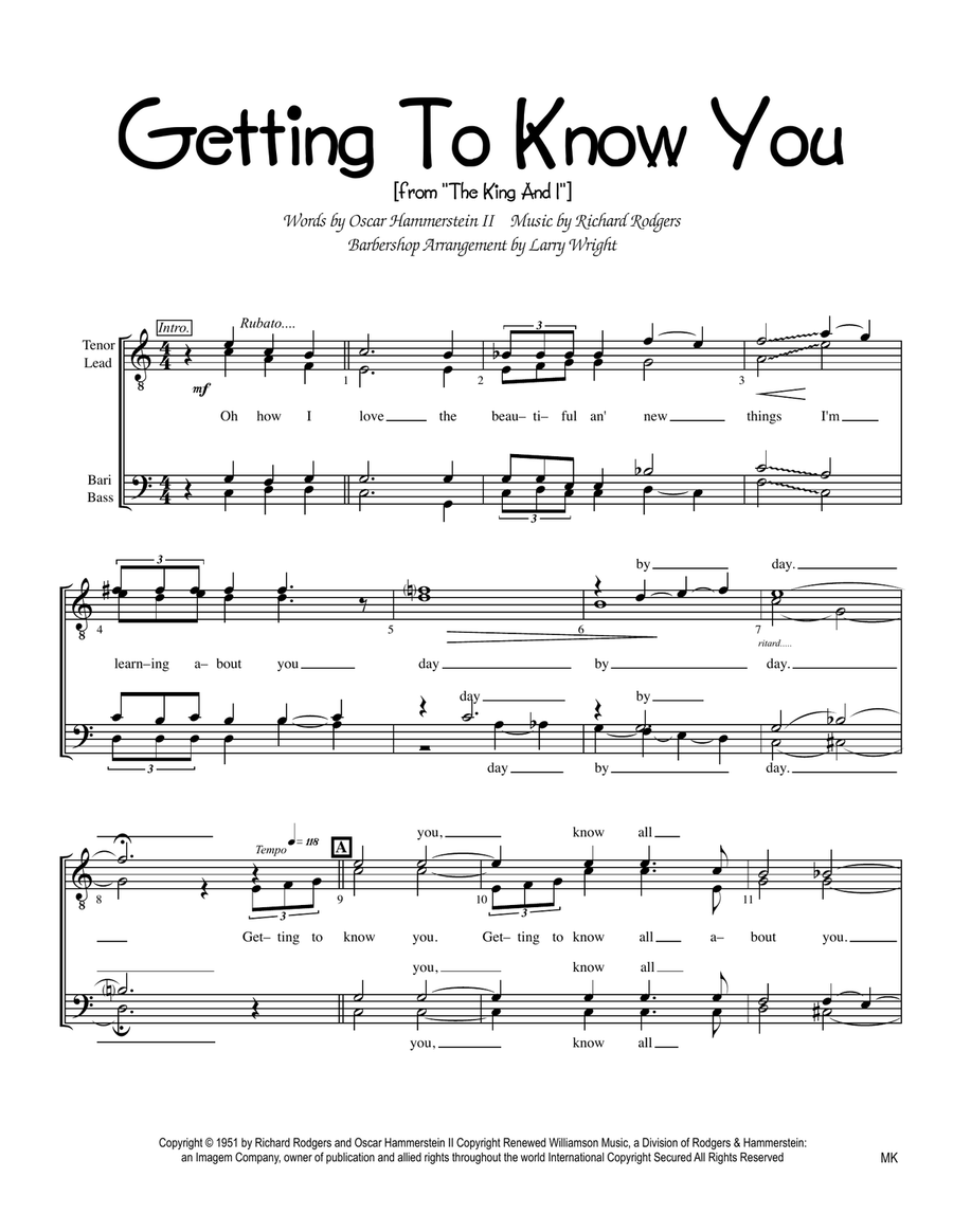 Getting To Know You TTBB scores gallery preview page 1