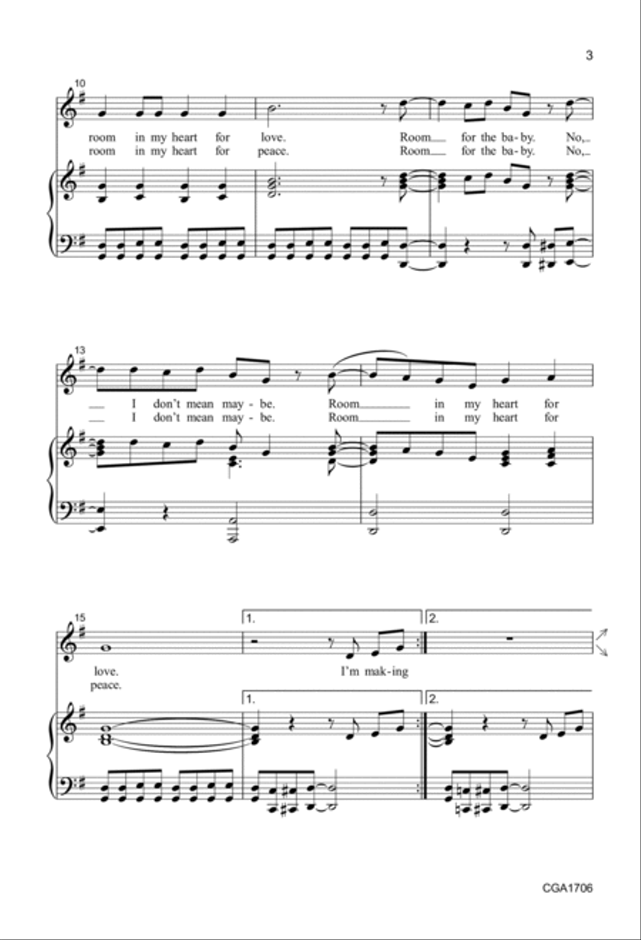 Room in My Heart - Unison/two-part Unison Choir scores gallery preview page 3