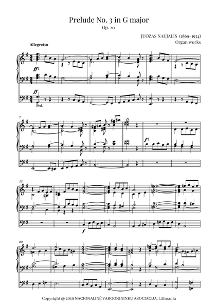 Prelude No. 3 in G major, Op. 20 by Juozas Naujalis (1869–1934) image number null