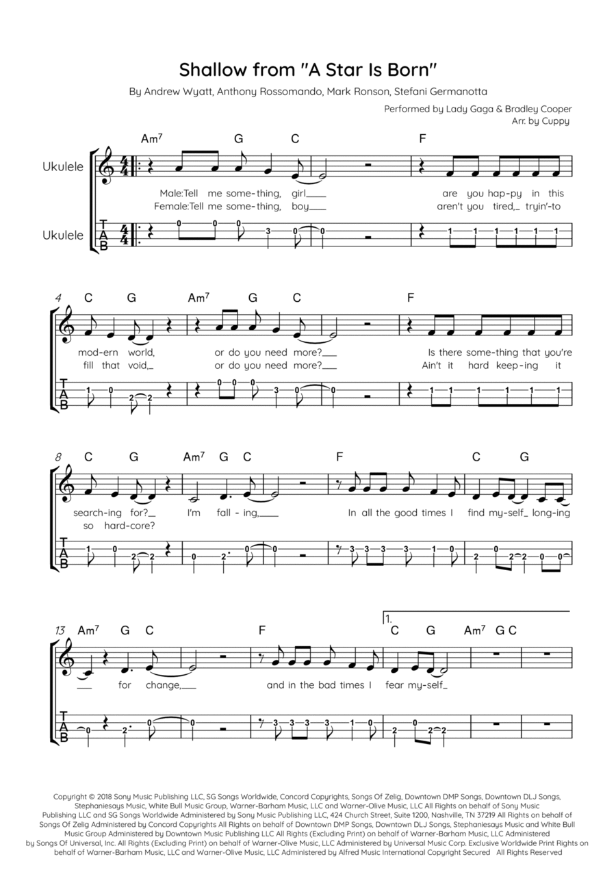Shallow Ukulele scores gallery preview page 1
