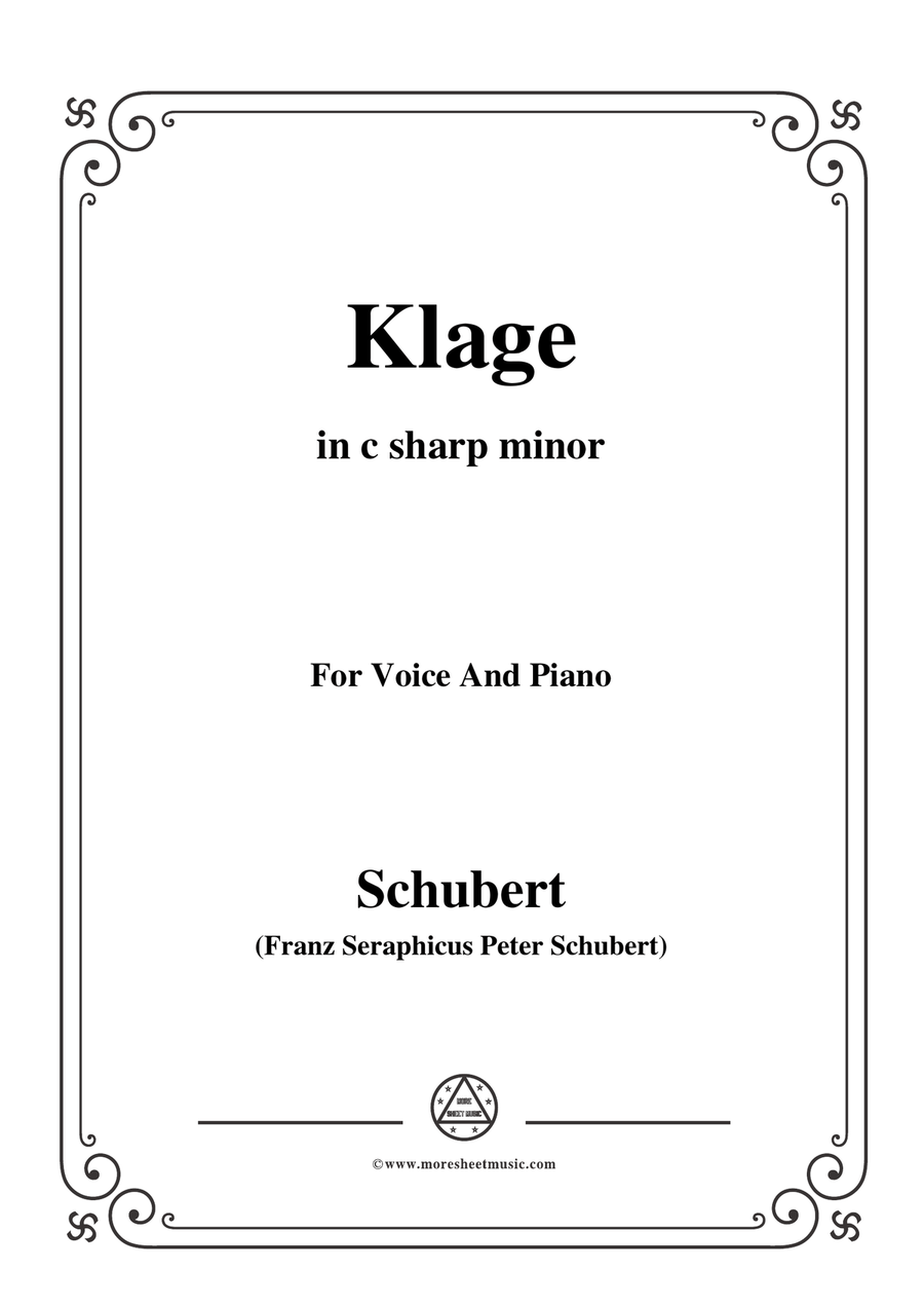 Schubert-Klage,in c sharp minor,for Voice&Piano