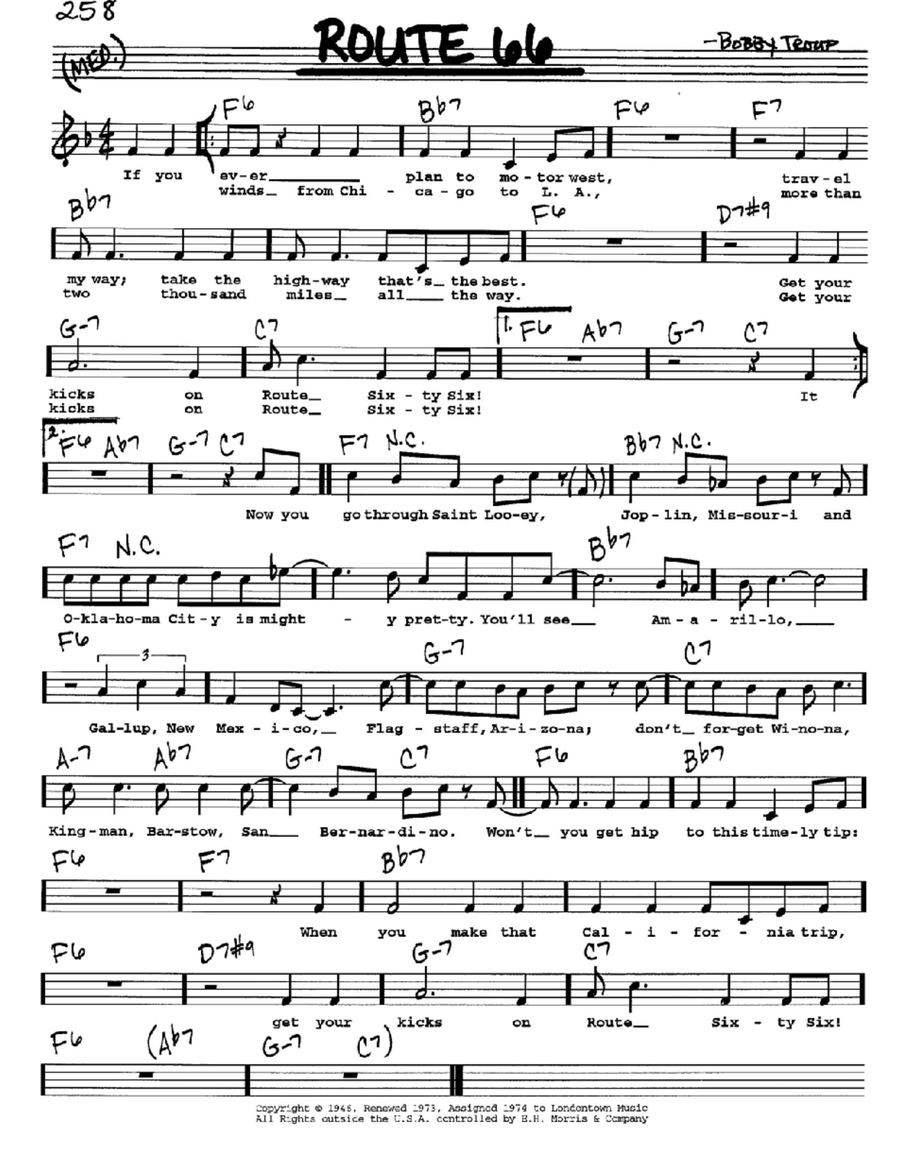 Route 66 by Bobby Troup - Voice - Digital Sheet Music | Sheet 