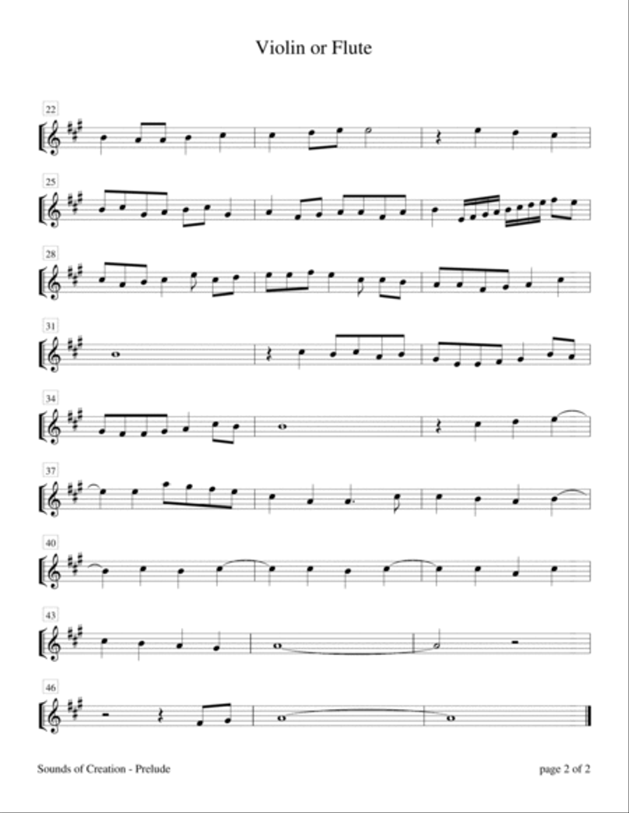 Sounds of Creation: Prelude (Violin or Flute Solo with Piano Accompaniment) Flute Solo scores gallery preview page 3