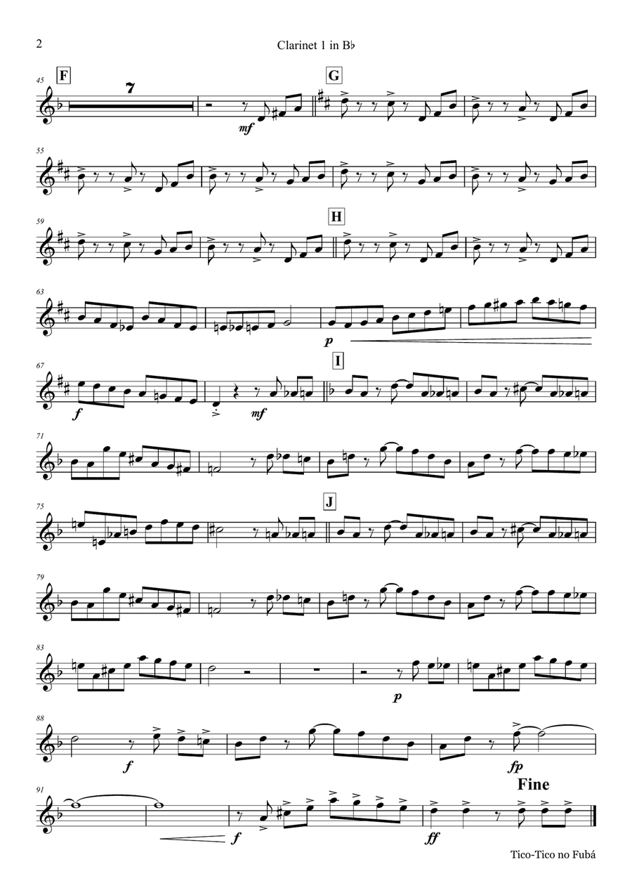 Tico-Tico no Fubá - Choro - Clarinet Quintet Clarinet Quintet scores gallery preview page 6