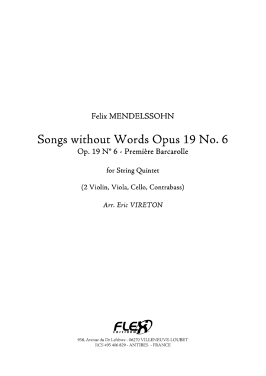 Songs without Words Opus 19 No. 6 String Quintet scores gallery preview page 1