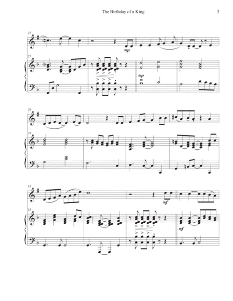 The Birthday of a King (Trumpet-Piano) The Birthday of a King (Trumpet-Piano) Trumpet Solo scores gallery preview page 3