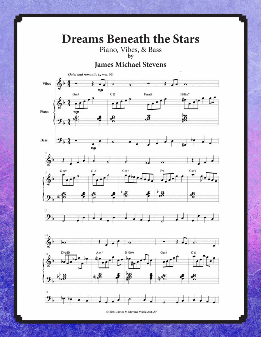 Dreams Beneath the Stars - Piano, Bass, Vibes image number null
